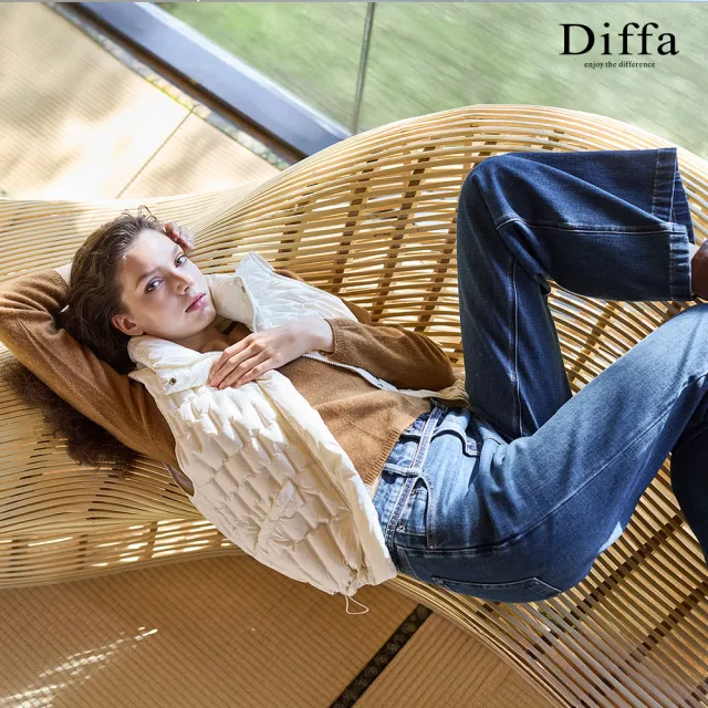 【Diffa】V領坑條無縫毛衣-女