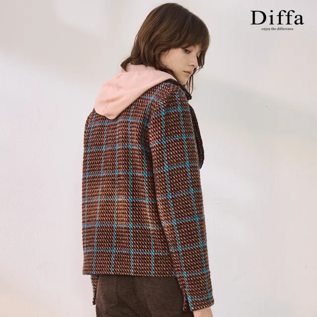 【Diffa】咖格織紋翻領外套-女