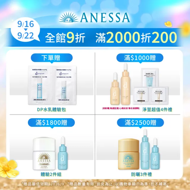 【ANESSA 安耐曬】金鑽防曬露夏日囤貨組 (金鑽露 x3)(海洋友善/抗光老化/SPF50+/超耐曬)