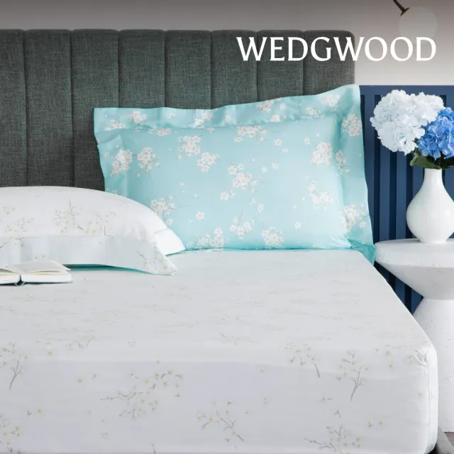 【WEDGWOOD】天絲純棉印花床包枕套 雙人三件組/單人任選｜60支300織