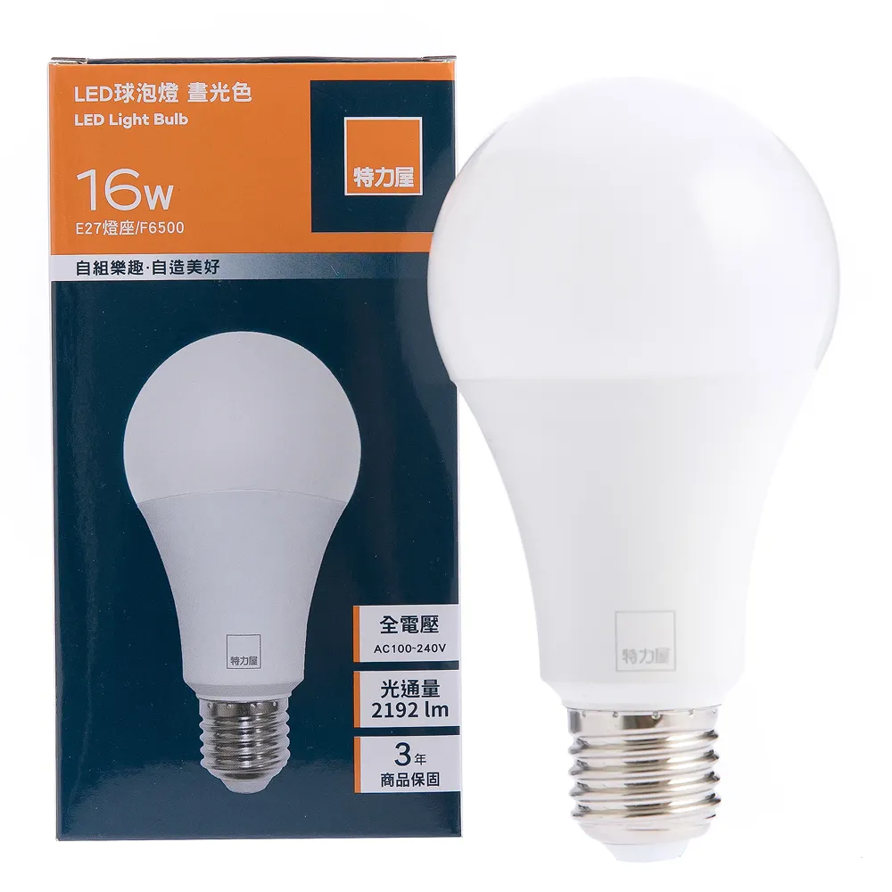 【特力屋】金耀16W LED球泡燈 白光