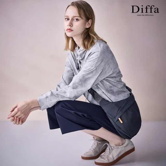【Diffa】鬆緊腰貼袋長寬褲女