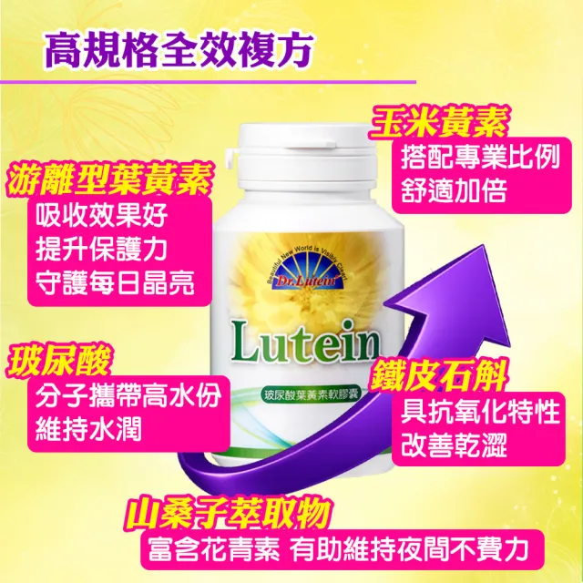 【Dr.Lutein 陸丁博士】玻尿酸葉黃素軟膠囊(3瓶共150粒)