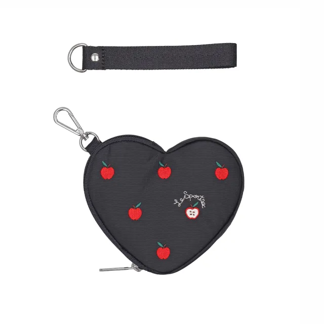 【Lesportsac】2026秋季新品 Heart Wristlet 愛心造型零錢包(3006) HG78刺繡紅蘋果