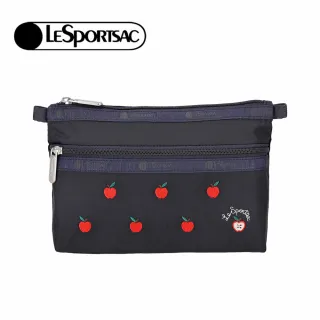 【Lesportsac】2026秋季新品 Cosmetic Clutch 雙層拉鍊化妝包(7105) HG78刺繡紅蘋果