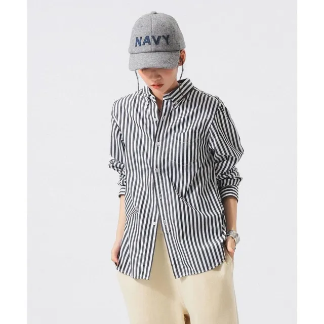 【BEAMS】官方旗艦館 BEAMS BOY / 女裝 直條紋 扣領 長袖 襯衫