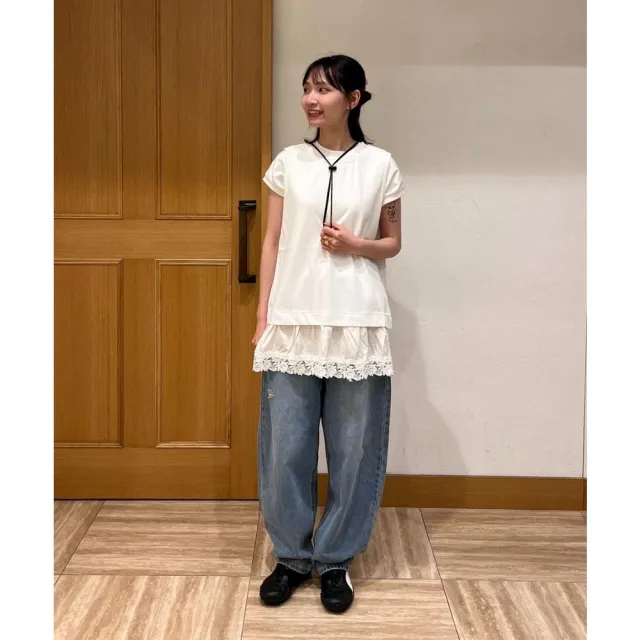 【BEAMS】官方旗艦館 BEAMS HEART / 女裝 下襬 蕾絲 棉緞 上衣