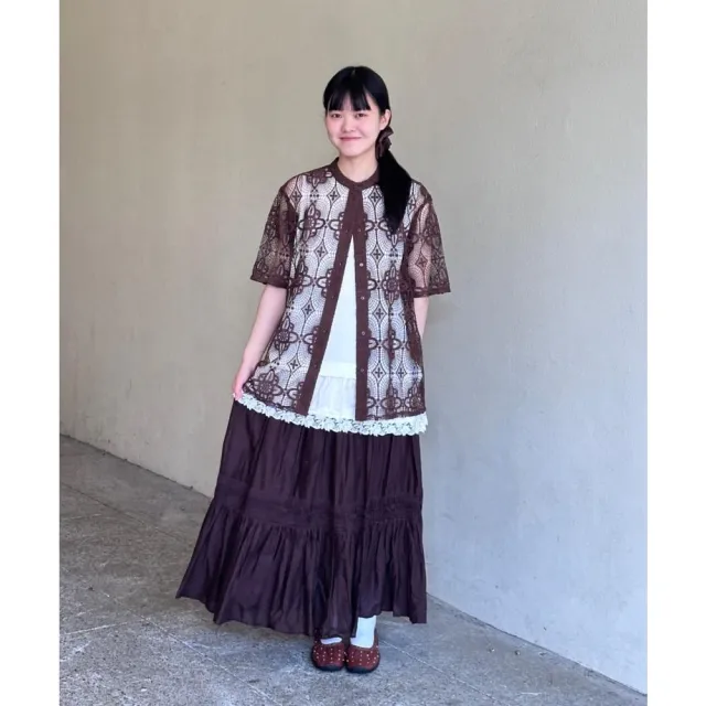 【BEAMS】官方旗艦館 BEAMS HEART / 女裝 下襬 蕾絲 棉緞 上衣