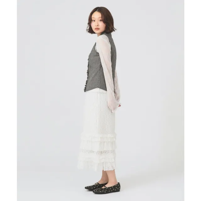 【BEAMS】官方旗艦館 Ray BEAMS / 女裝 泡泡紗 格紋 荷葉邊 無袖 上衣