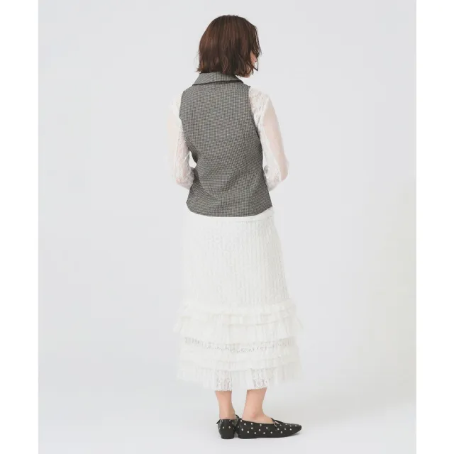 【BEAMS】官方旗艦館 Ray BEAMS / 女裝 泡泡紗 格紋 荷葉邊 無袖 上衣