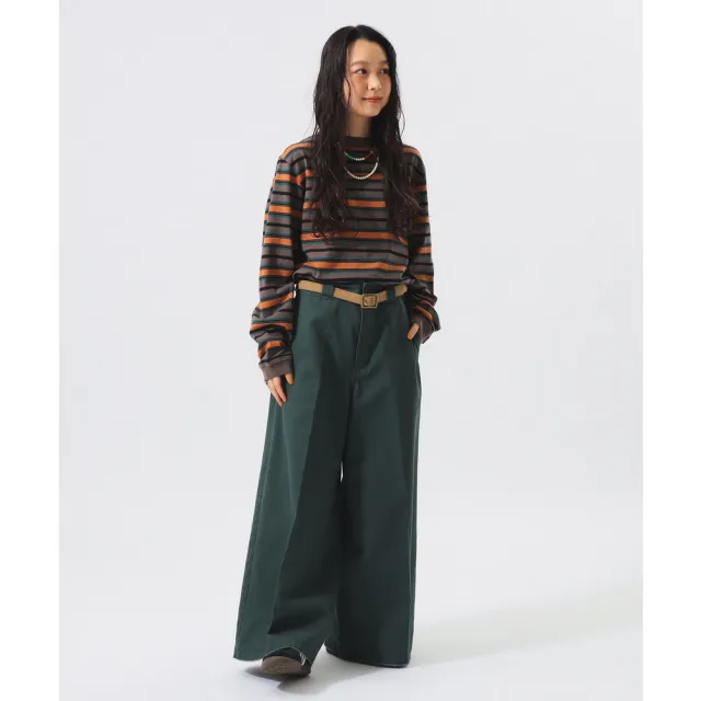 【BEAMS】官方旗艦館 BEAMS BOY / 女裝 刺繡 橫條紋 長袖 T恤