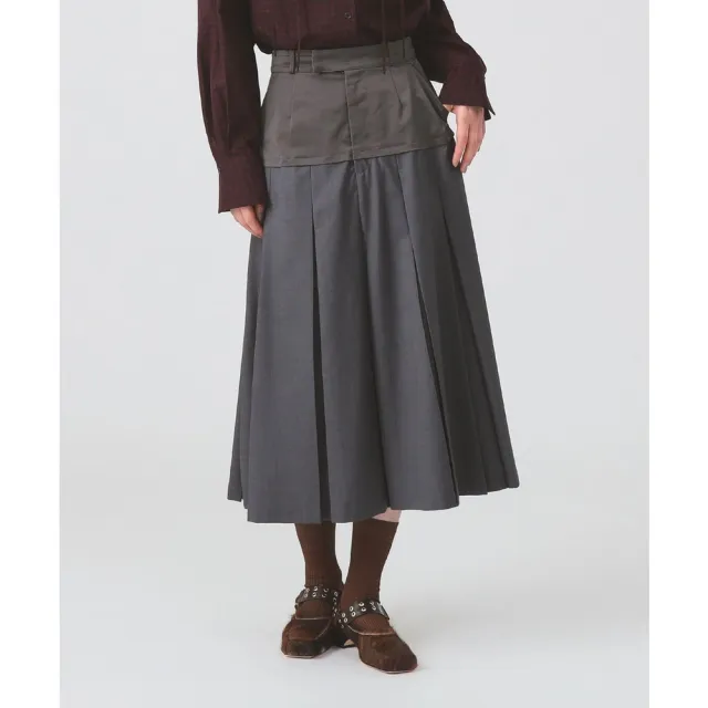 【BEAMS】官方旗艦館 Ray BEAMS / 女裝 拼接 打褶 長裙