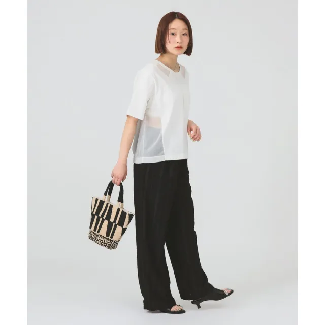 【BEAMS】官方旗艦館 Ray BEAMS / 女裝 透膚 拼接 圓領 T恤
