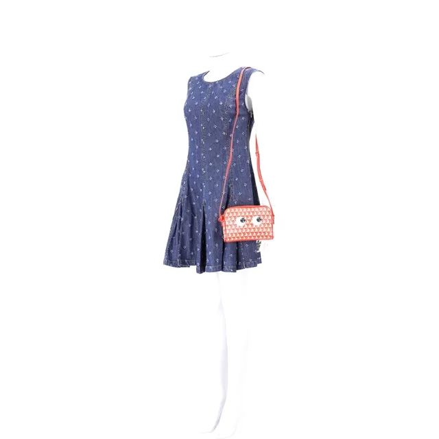 【ANYA HINDMARCH】I Am A Plastic Eyes 大眼睛老花塗層帆布斜背包(橘紅色)