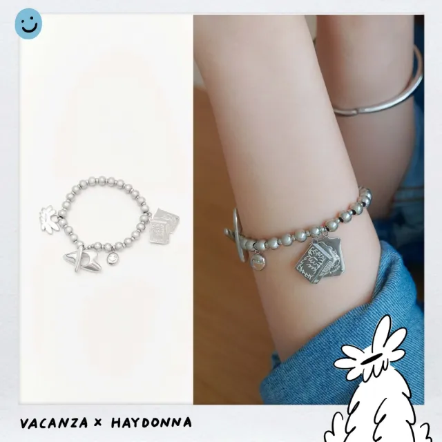 【vacanza】─ Haydonna 系列｜狗狗麥片 316L愛心OT釦 純鋼手鍊 (抗過敏 情人節禮物 生日禮物)