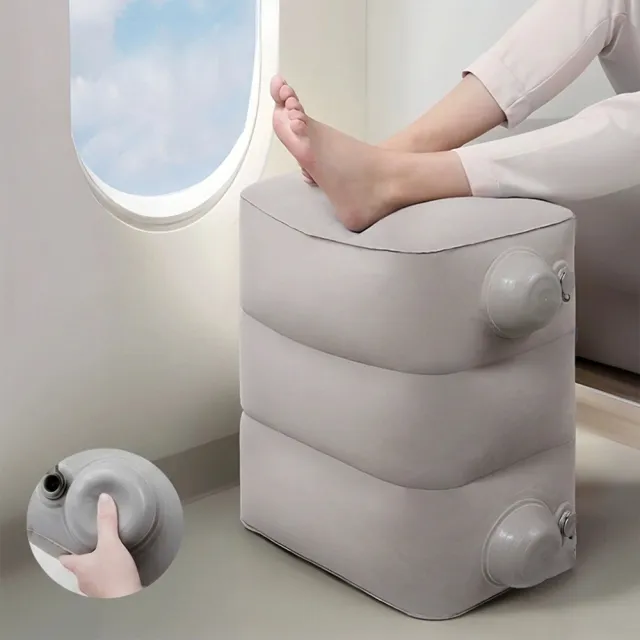 【FONMOST】三段可調按壓式充氣腳墊 飛機腳踏墊 旅行腳墊 飛機腳墊 腳凳 汽車腳墊 午休腳墊 高鐵腳墊