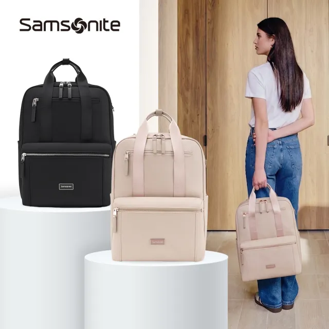 【Samsonite 新秀麗】雙11限定★FHLORA 時尚商務輕量多功能大容量筆電後背包/女包/雙肩包/電腦包15.6吋