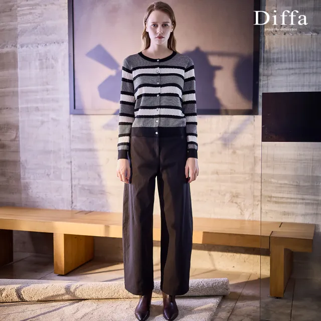 【Diffa】撞色織紋開襟線衫-女