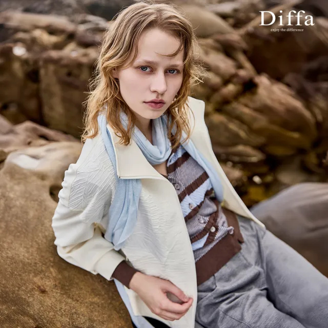 【Diffa】撞色織紋開襟線衫-女