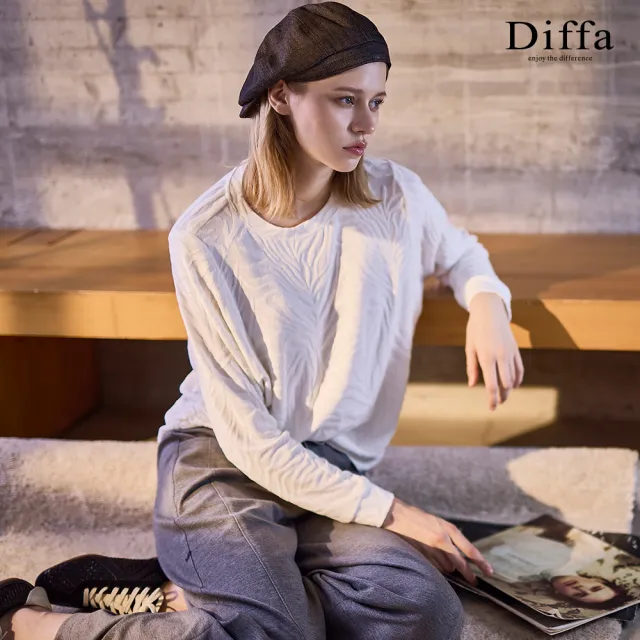 【Diffa】美型鬆緊腰綁帶長寬褲-女