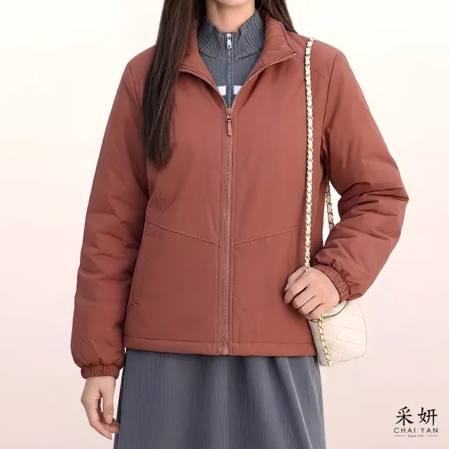 【CHAI YAN 采妍】超輕黃金暖絨立領拉鍊外套(秋冬女裝/中大尺碼/休閒/輕量/保暖/蓄熱/抑菌)
