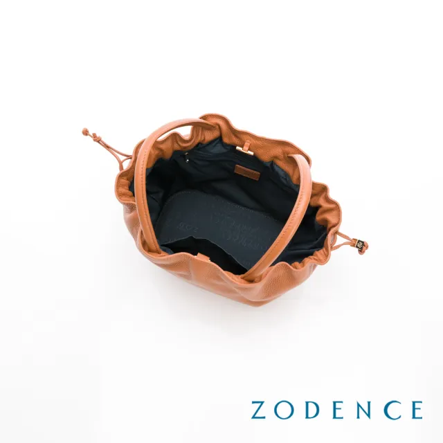 【ZODENCE 佐登司】SACCA進口真皮抽繩手提斜背包-多色(肩背包/水桶包)