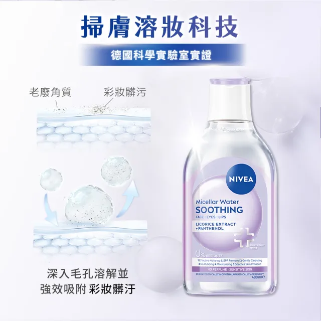 【NIVEA 妮維雅】卸妝水400ml全系列(B5卸妝水/舒敏/水潤/敏感肌適用)