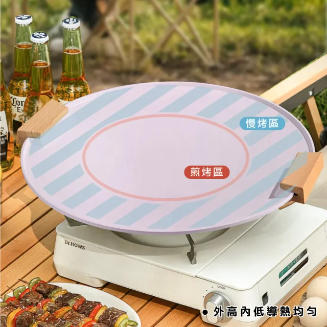 【ONE HOUSE】36CM明洞不沾燒烤盤+烤盤網/二件組(燒烤盤/韓式烤盤/露營/烤肉/IH/電磁爐適用)