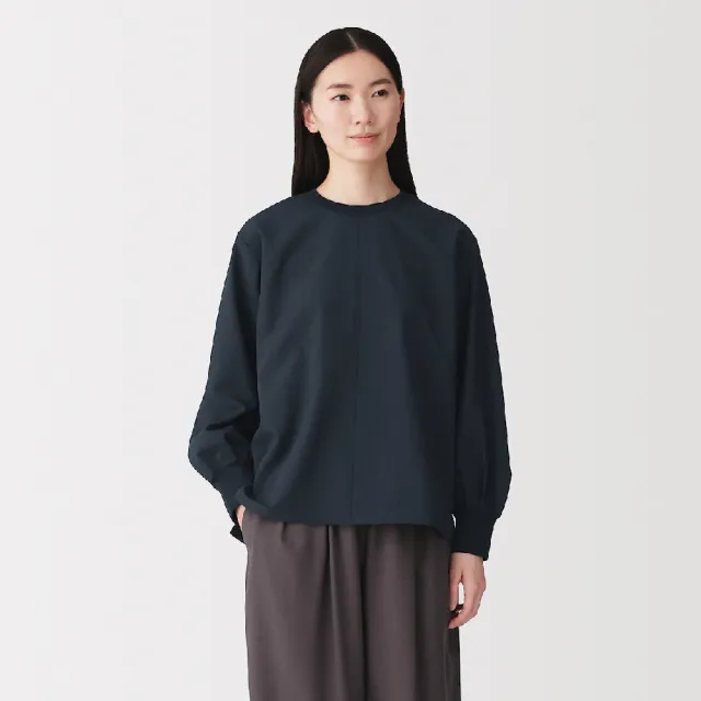 【MUJI 無印良品】女針織拼接套衫式T恤(淺灰/黑色/暗藍)