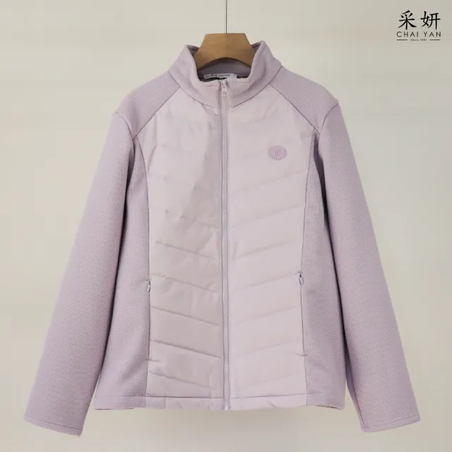 【CHAI YAN 采妍】厚華夫格拼接鋪棉外套(秋冬女裝/中大尺碼/休閒/刷絨/保暖/蓄熱/加厚)