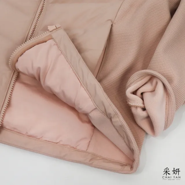 【CHAI YAN 采妍】厚華夫格拼接鋪棉外套(秋冬女裝/中大尺碼/休閒/刷絨/保暖/蓄熱/加厚)