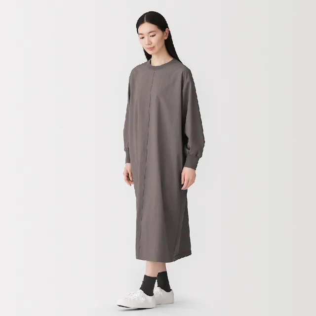 【MUJI 無印良品】女針織拼接洋裝(灰白/黑色/暗藍)