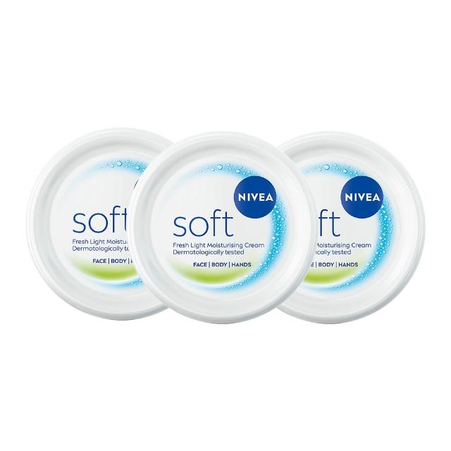 【NIVEA 妮維雅】輕柔潤膚霜200mlx3入(保濕潤膚霜)