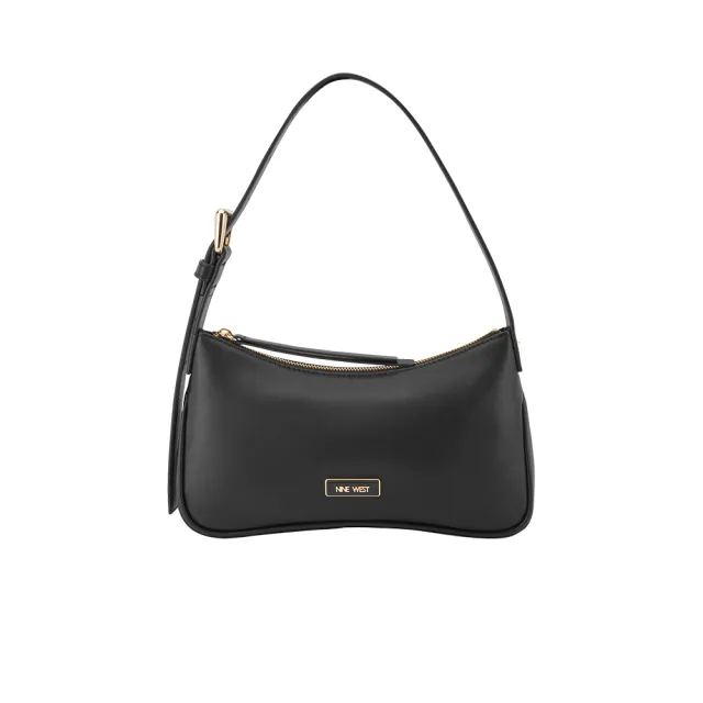 【NINE WEST】ADLEE 流線型純色肩背包-黑色(566572)