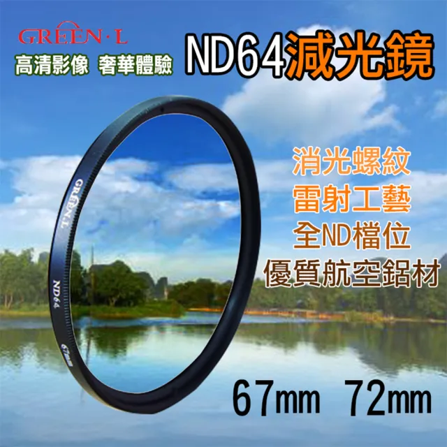 【捷華】格林爾ND64減光鏡 67mm 72mm 專業濾鏡 過濾光線Green.L格林爾光學玻璃 中灰濾鏡