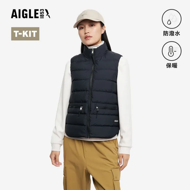 【AIGLE】女 防潑輕量羽絨背心｜AG-5A223A100 黑色 (女外套 防潑水 背心 羽絨背心 輕羽絨 外穿式背心)
