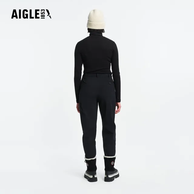 【AIGLE】女 抗UV防潑保暖長褲｜AG-5A265A100 黑色(防曬 防風褲 保暖褲 彈性褲 防潑水 機能褲)
