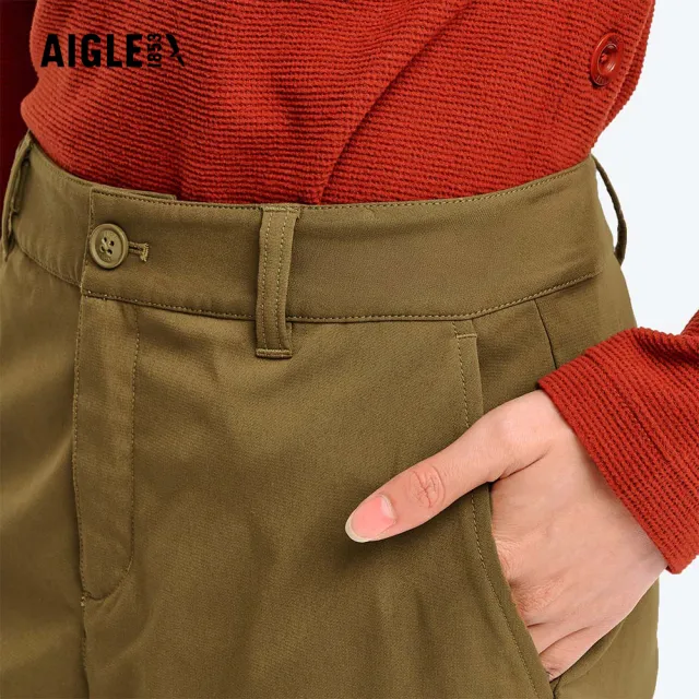 【AIGLE】女 抗UV防潑保暖長褲｜AG-5A265A071 橄欖綠(防曬 防風褲 保暖褲 彈性褲 防潑水 機能褲)