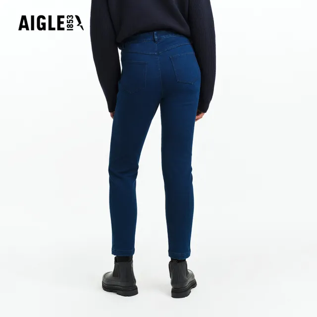 【AIGLE】女 保暖彈性牛仔長褲｜AG-FBM31A056 丹寧藍(保暖褲 彈性褲 牛仔褲 吸濕快乾 coolmax)
