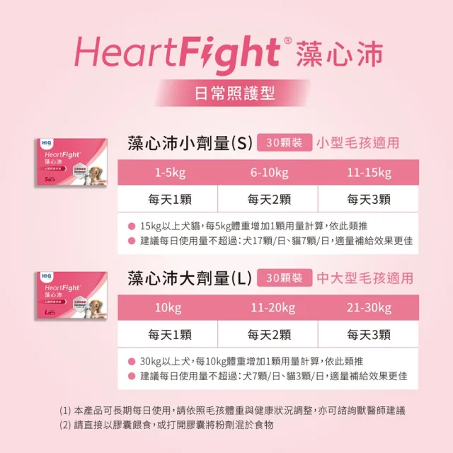 【Hi-Q Pets】日常照護型-藻心沛小劑量-S HeartFight 30顆*2入