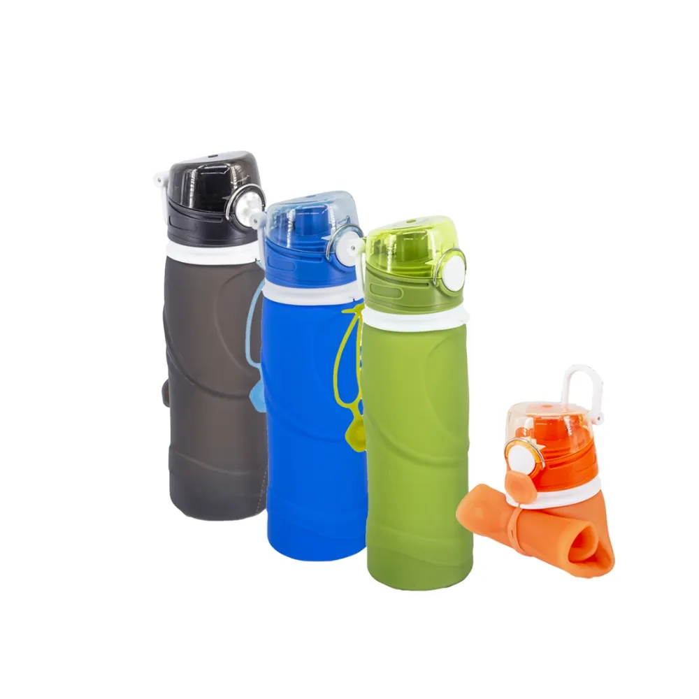 【仁舟淨塑】環保捲捲矽水瓶_好友共享3入組750ml(可捲收/防摔水壺/矽膠水瓶/運動水壺/環保杯)