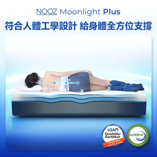 【Lunio】雙人加大涼感記憶床墊6尺x6.2尺x20cm-Nooz Moonlight Plus