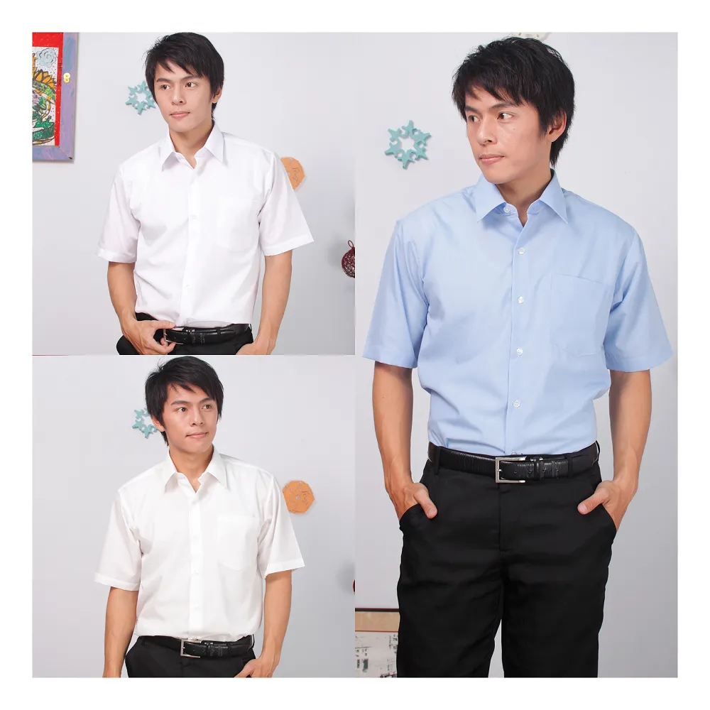 【台灣製造】JIA HUEI 短袖防皺素面襯衫 海島棉系列 三件促銷   商務  男生襯衫
