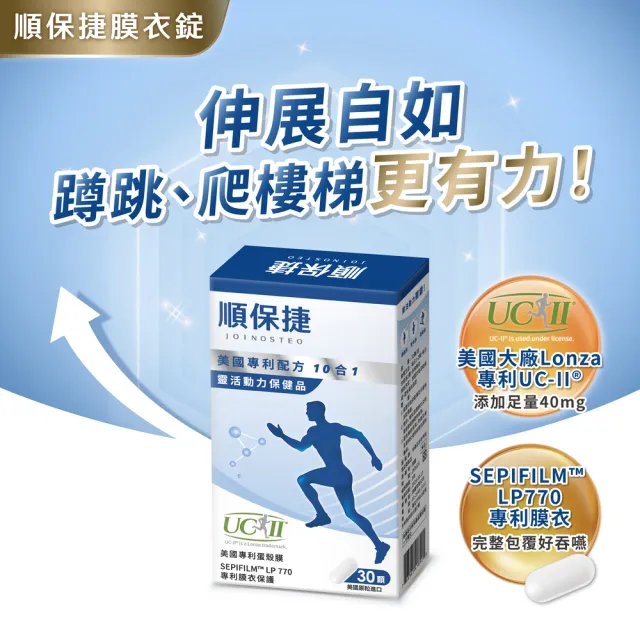 【JS 珠驤】順保捷膜衣錠3盒組(一盒30顆 10合1專利成分 專利UC-II 專利膜衣好吞嚥 靈活首選)