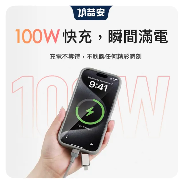 【ZA 喆安】USB2.0 四合一 Type-C to C磁吸編織充電線1m(適用iPhone 18/17/16/MacBook手機快充線)