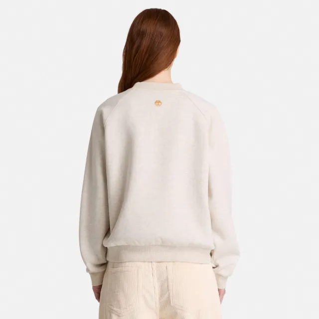 【Timberland】女款白色刷毛圓領長袖上衣(0YH5D546)