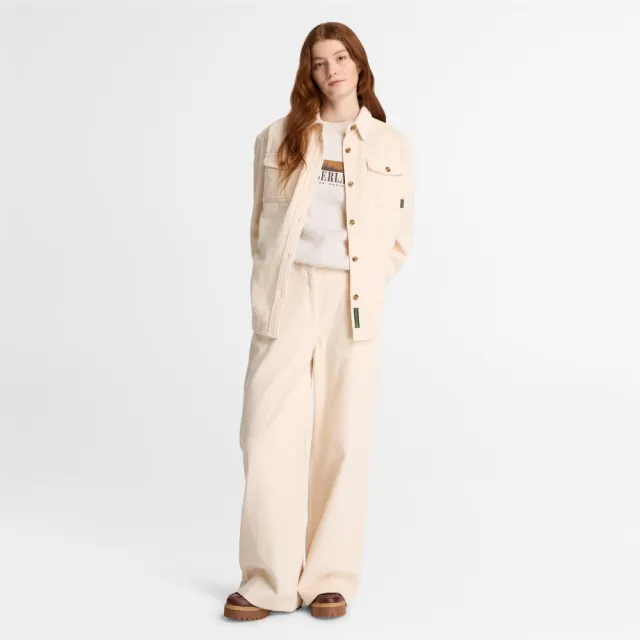 【Timberland】女款白色刷毛圓領長袖上衣(0YH5D546)