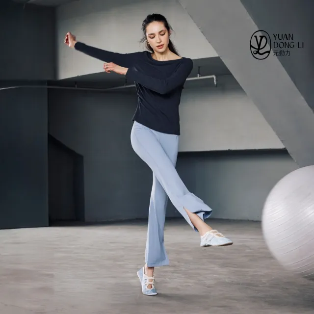 【YUANDONGLI 元動力】高腰提臀萊卡微喇叭瑜珈褲(兩色；S-L；4265096902)