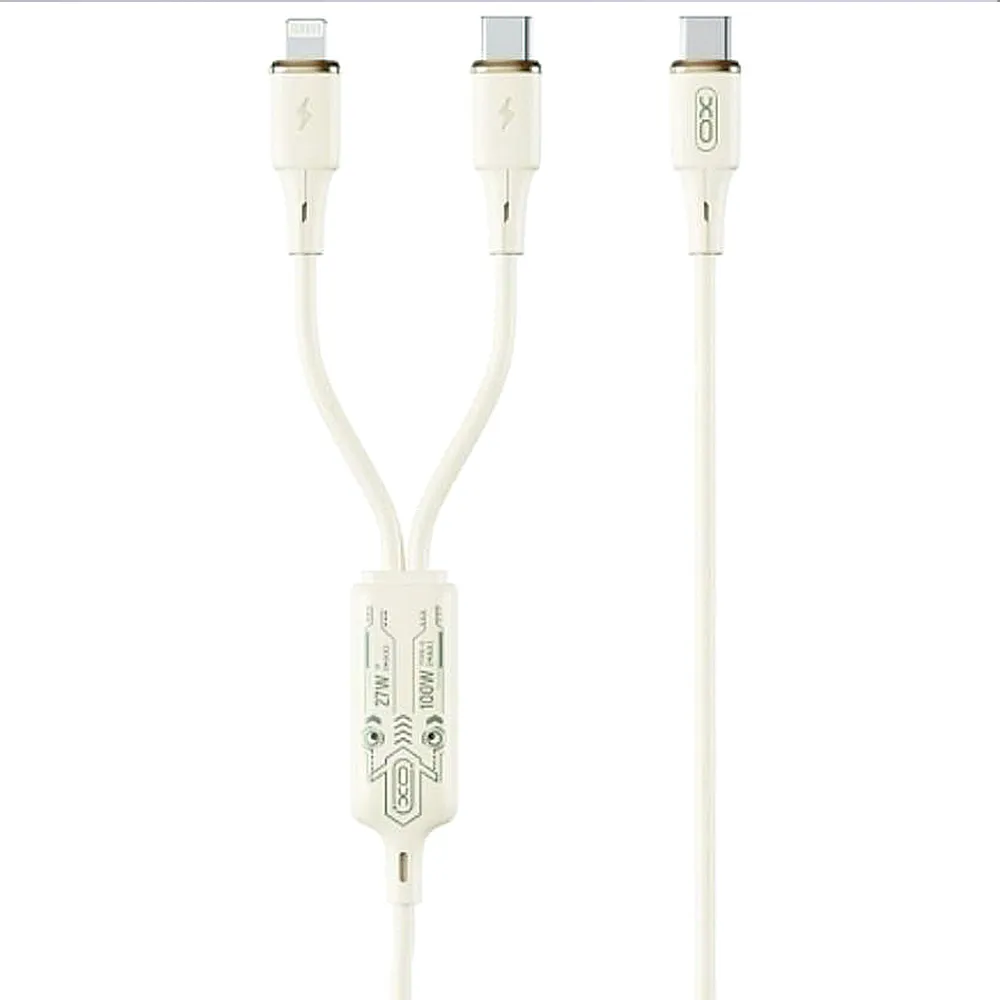 【HongXin】雙Type-C+IPH 二合一 PD 100W 快充充電線(1.2M)