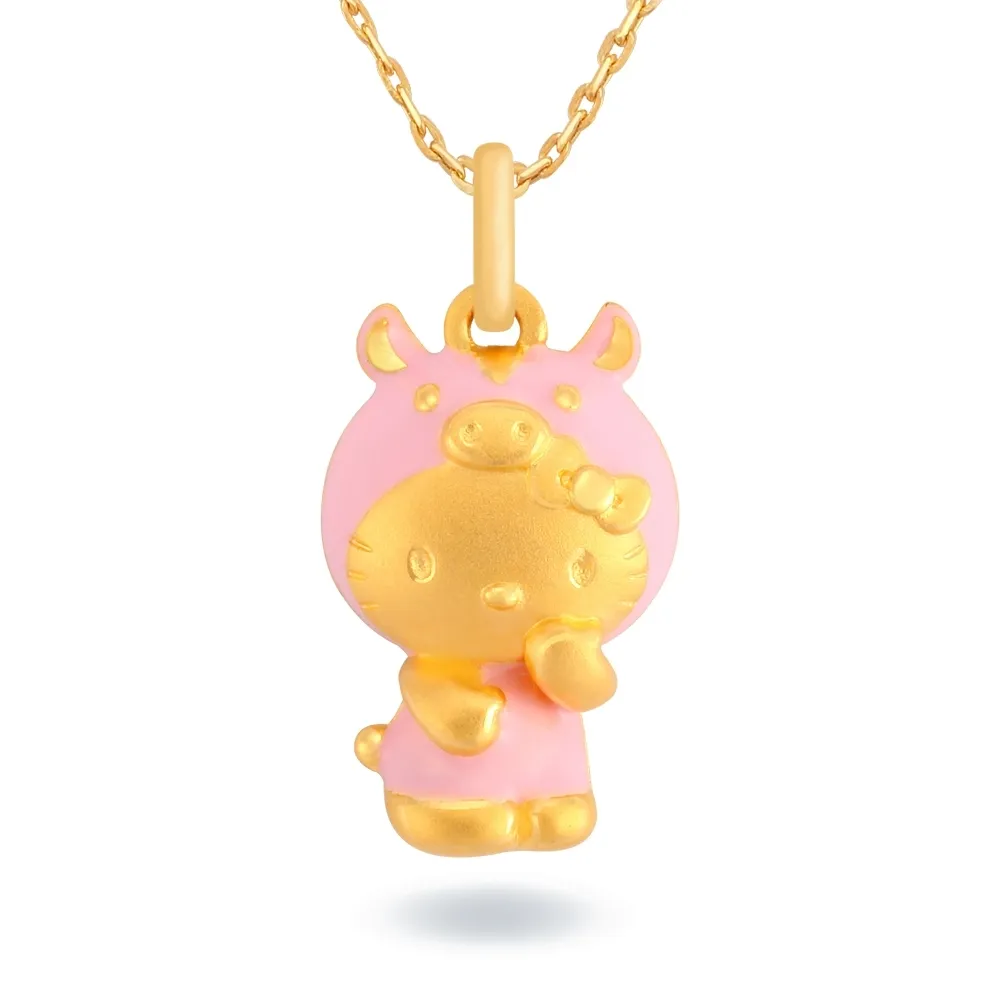 【Just Gold 鎮金店】Hello Kitty 十二生肖-百變Cutie-豬 黃金吊墜(不含鍊)